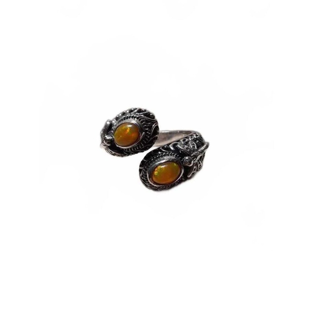 Welo opal bypass ring in sterling silver artisan crafted size 6